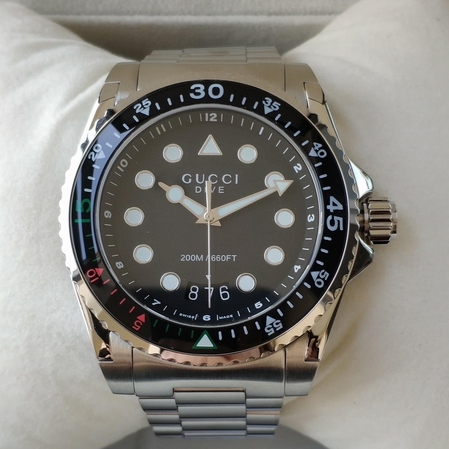 GC71 古驰GUCCl水鬼最新款,蓝宝石玻璃,原装瑞士机芯,316L精钢,表径45mm!防水200