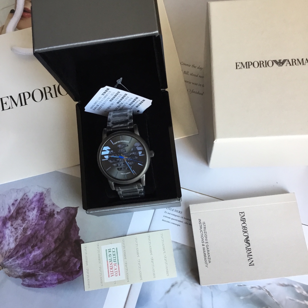 AR60029 表壳：316L精钢；表镜：矿物质玻璃；表带：真皮；尺寸：43*13mm；宋威龙同款镂空机芯