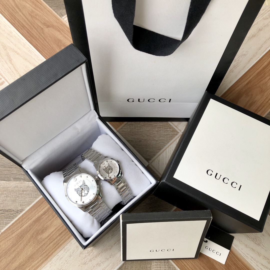 GC54 Gucci专柜最新小蜜蜂系列情侣表;男款~38mm,女款~28mm表径,316L不锈钢薄表