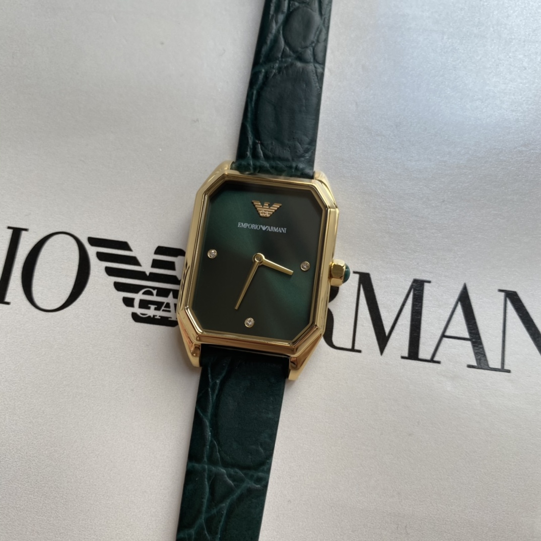 AR11399 Armani阿玛尼旗舰店小方表 复古小绿表镶钻轻奢石英表女AR11399 配专柜包装；
