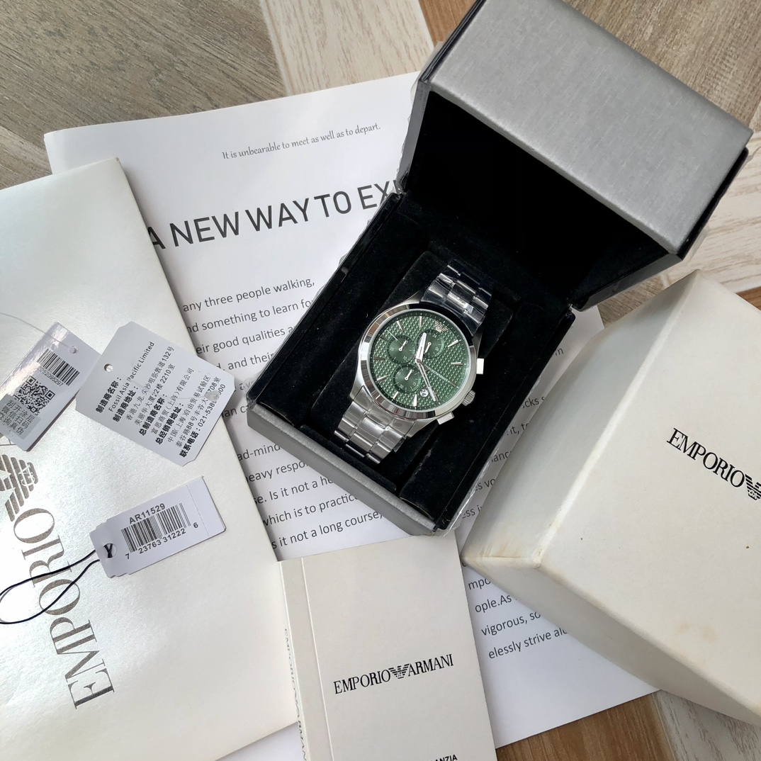 AR11529 阿玛尼(Emporio Armani)手表男款 ,潮流飞行员系列男表三眼表盘石英表蓝色表盘